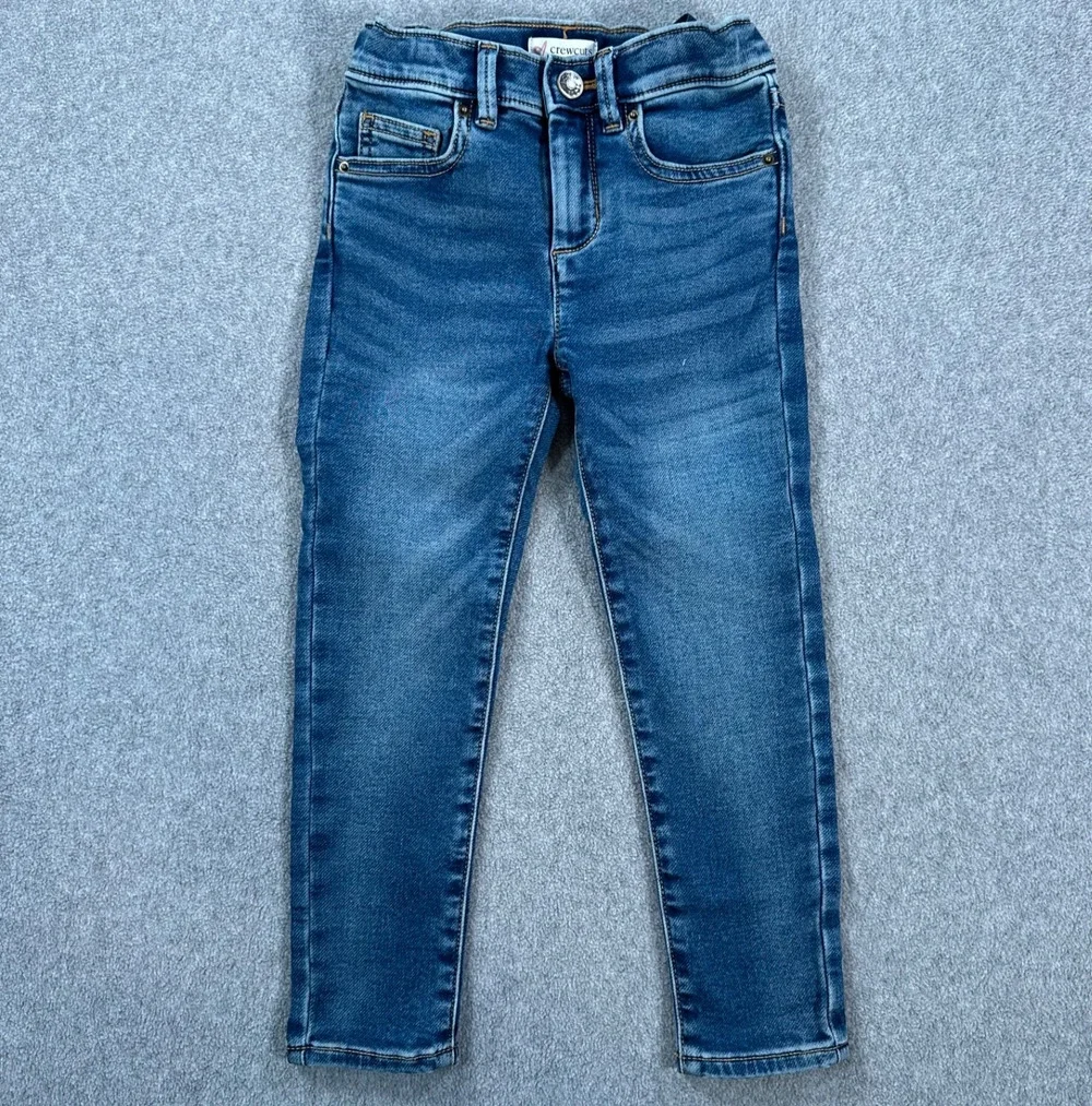 Crewcuts J.Crew Girls Jeans Size 5 Blue Denim Distressed Adjustable Waist BV665